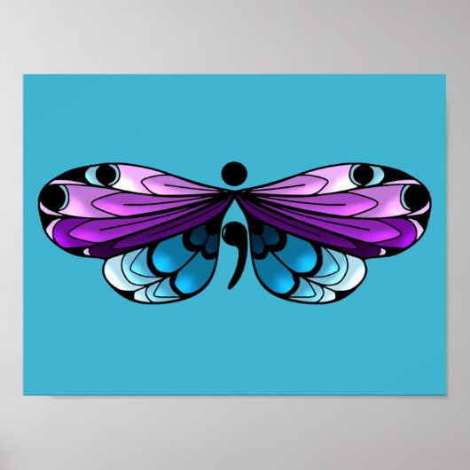 Zelfmoordbewustzijn Butterfly Semi-Colon Poster (Voorkant)