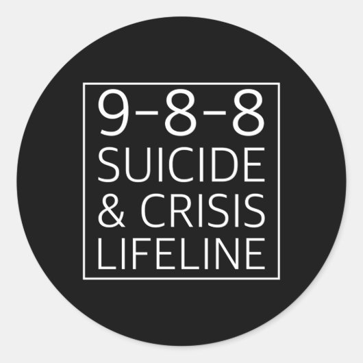 Zelfmoordbewustzijn Crisis Lifeline 988 Ronde Sticker (Voorkant)