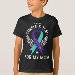 Zelfmoordbewustzijn Ik Draag Blauwgroen en Paarse T-shirt