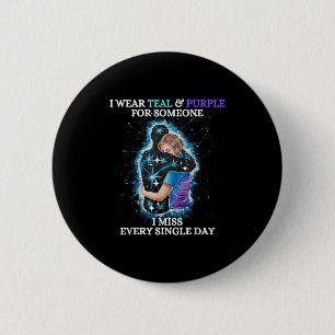Zelfmoordbewustzijn Ik Draag Turquoise & Paars Voo Ronde Button 5,7 Cm