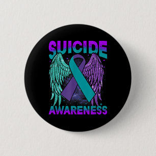 Zelfmoordbewustzijn Kleding Wings Ribbon Suicide P Ronde Button 5,7 Cm