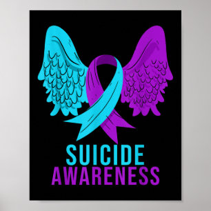 Zelfmoordbewustzijn Ribbon Mental Health Depressie Poster