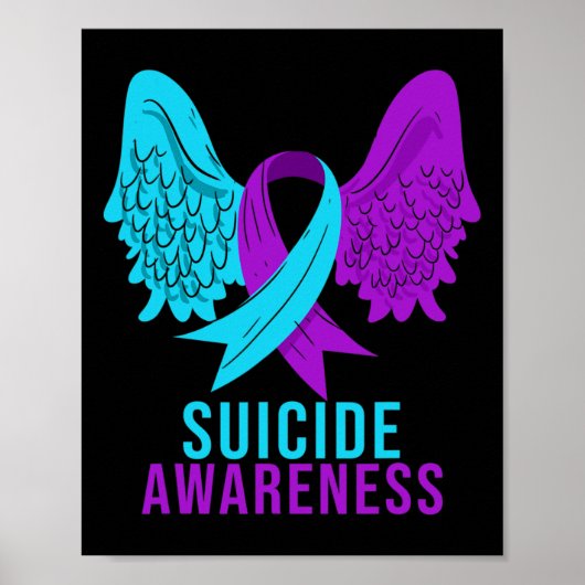 Zelfmoordbewustzijn Ribbon Mental Health Depressie Poster (Voorkant)