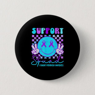 Zelfmoordbewustzijn Turquoise & Paarse Lint Steun Ronde Button 5,7 Cm