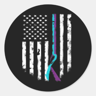 Zelfmoordpreventie Amerikaanse vlag bewustzijnslin Ronde Sticker