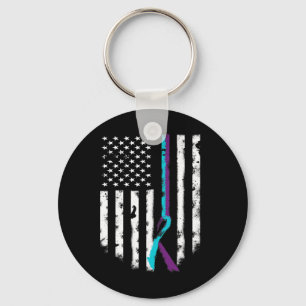 Zelfmoordpreventie Amerikaanse vlag bewustzijnslin Sleutelhanger