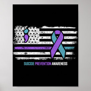 Zelfmoordpreventie Amerikaanse vlag Zelfmoordbewus Poster