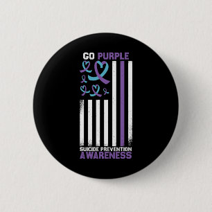 Zelfmoordpreventie Amerikaanse vlag Zelfmoordbewus Ronde Button 5,7 Cm