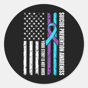 Zelfmoordpreventie Awareness Month Flag Blauwgroen Ronde Sticker