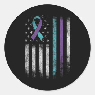 Zelfmoordpreventie Bewustmaking Amerikaanse vlag R Ronde Sticker