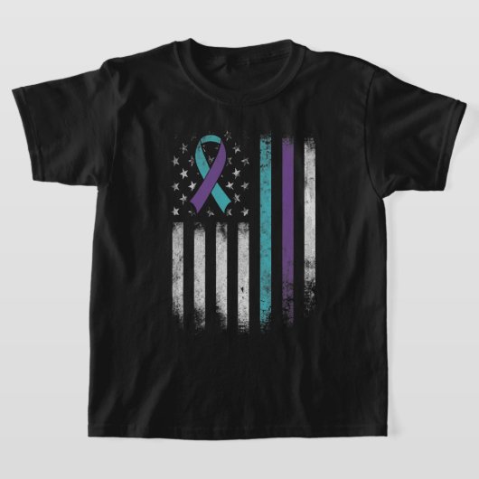 Zelfmoordpreventie Bewustmaking Amerikaanse vlag R T-shirt (Laagn)