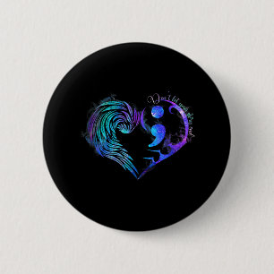 Zelfmoordpreventie Bewustmaking Blauwgroen Paars h Ronde Button 5,7 Cm