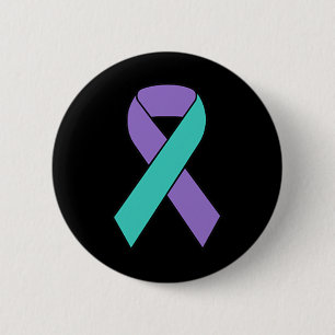 Zelfmoordpreventie Bewustmaking Blauwgroen Paars l Ronde Button 5,7 Cm