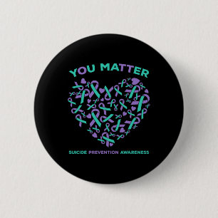Zelfmoordpreventie Bewustmaking Blauwgroen Paars R Ronde Button 5,7 Cm