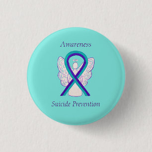 Zelfmoordpreventie Bewustmaking Ribbon Angel-Butto Ronde Button 3,2 Cm