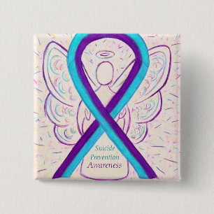 Zelfmoordpreventie Bewustmaking Ribbon Angel Pins Vierkante Button 5,1 Cm
