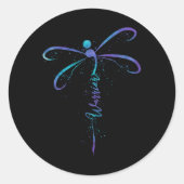 Zelfmoordpreventie Bewustmaking Warrior Dragonfly  Ronde Sticker (Voorkant)