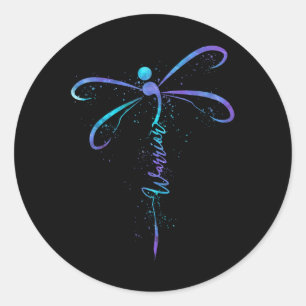 Zelfmoordpreventie Bewustmaking Warrior Dragonfly Ronde Sticker