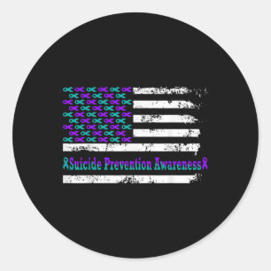 Zelfmoordpreventie Bewustzijn Amerikaanse vlag Ame Ronde Sticker