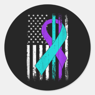 Zelfmoordpreventie bewustzijn Amerikaanse vlag Ronde Sticker