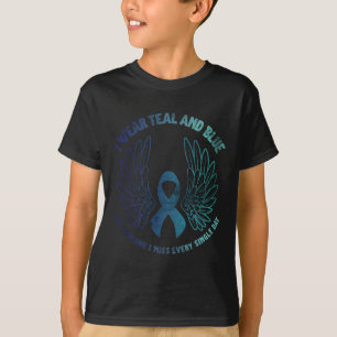 Zelfmoordpreventie bewustzijn Blauwgroen en blauwe T-shirt