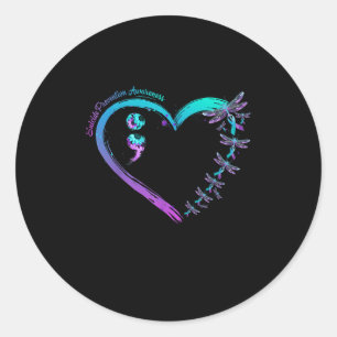 Zelfmoordpreventie Bewustzijn Libel Hart Liefde Ronde Sticker
