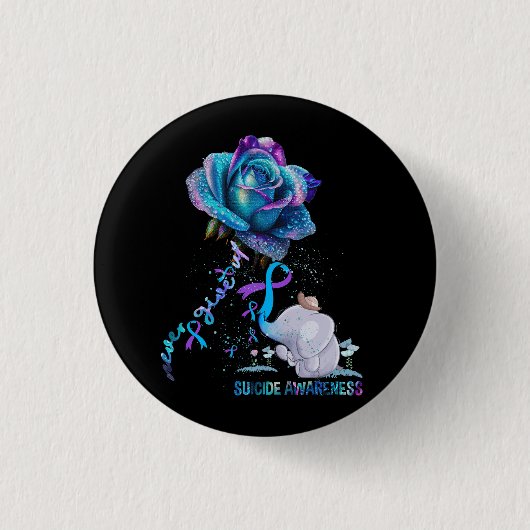 Zelfmoordpreventie Bewustzijn Olifantlint Nooit Ronde Button 3,2 Cm (Voorkant)