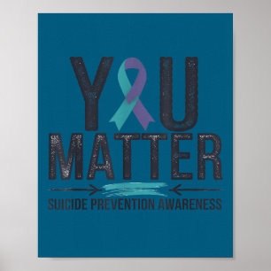 Zelfmoordpreventie bewustzijn Turquoise & Paarse L Poster