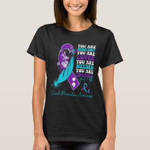 Zelfmoordpreventie bewustzijns Teal Paarse Lint Su T-shirt