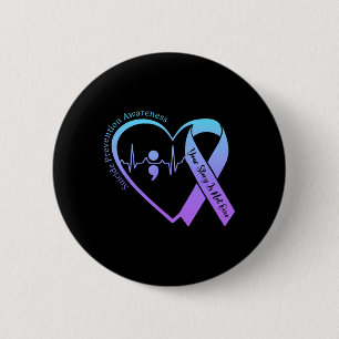 Zelfmoordpreventie Bewustzijnsmaand Teal Paars Ronde Button 5,7 Cm