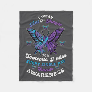 Zelfmoordpreventie Draag Teal Paars Iemand Die Ik Fleece Deken