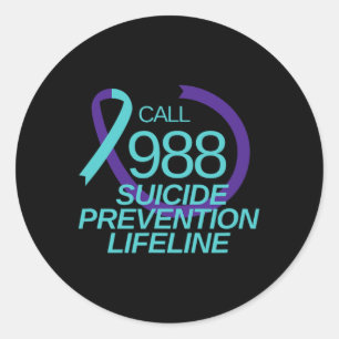 Zelfmoordpreventie Lifeline Call 988 Ronde Sticker
