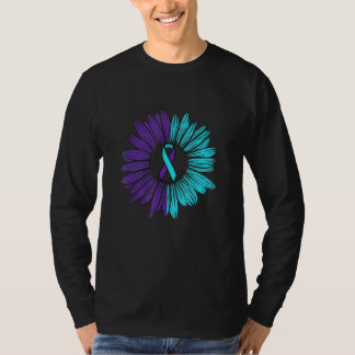 Zelfmoordpreventie Zonnebloem Blauwgroen Paars T-shirt