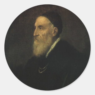 Zelfportret door Titian, Antieke Renaissance Kunst Ronde Sticker