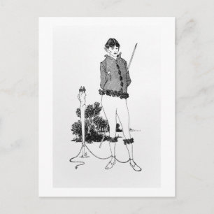 Zelfportret gebonden aan een helm (graving) (foto  briefkaart