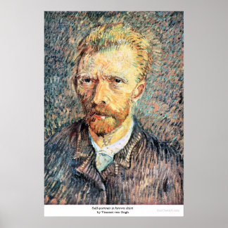 Zelfportret in bruin shirt door Vincent van Gogh Poster