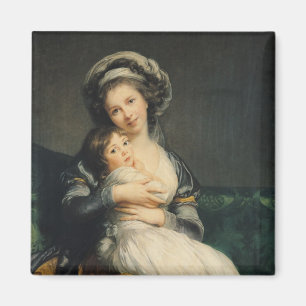 Zelfportret in een Turban met haar kind, 1786 Magneet