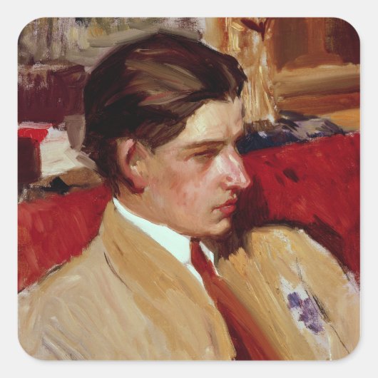 Zelfportret in profiel vierkante sticker (Voorkant)