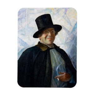 Zelfportret in Top Hat en Cape door N.C. Wyeth Magneet