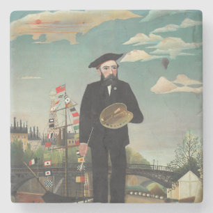 Zelfportret – Landschap, Henri Rousseau 1890 Stenen Onderzetter