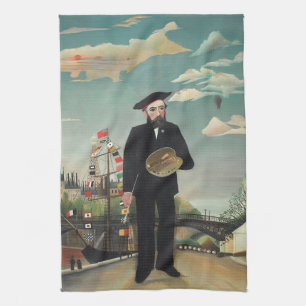 Zelfportret – Landschap, Henri Rousseau 1890 Theedoek