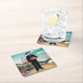 Zelfportret, landschap, Rousseau Vierkante Kartonnen Onderzetter (Insitu)