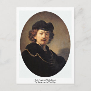 Zelfportret met Beret door Rembrandt van Rijn Briefkaart