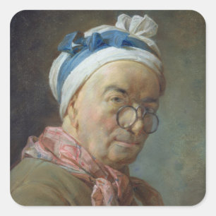 Zelfportret met bril, 1771 vierkante sticker