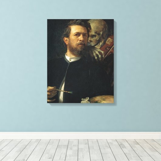 Zelfportret met de Dood als vedelaar Canvas Afdruk (Insitu (Houten vloer))