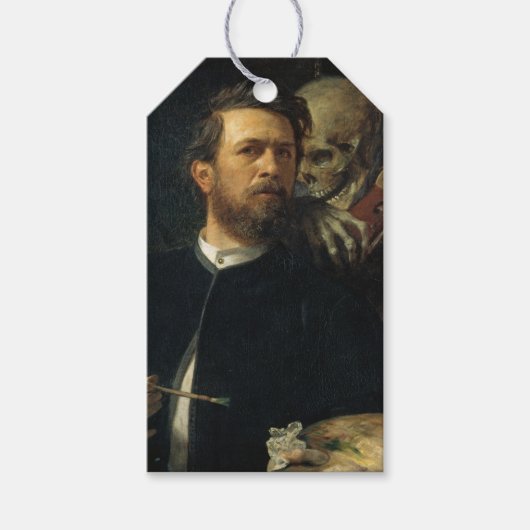 Zelfportret met de dood als violist (door Böcklin) Cadeaulabel (Voorkant)