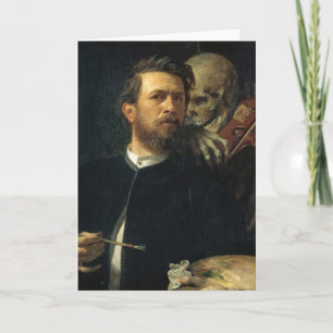 Zelfportret met de dood   Arnold Böcklin Kaart
