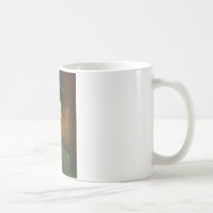 Zelfportret met donkere vilten hoed koffiemok