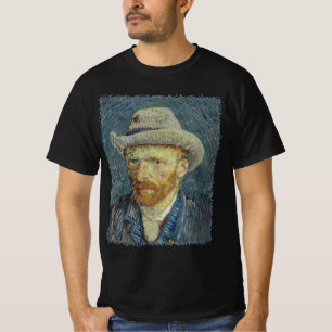 Zelfportret met grijze vilt hoed van Vincent van G T-shirt