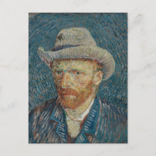 Zelfportret met grijze vilten hoed van Vincent van Briefkaart